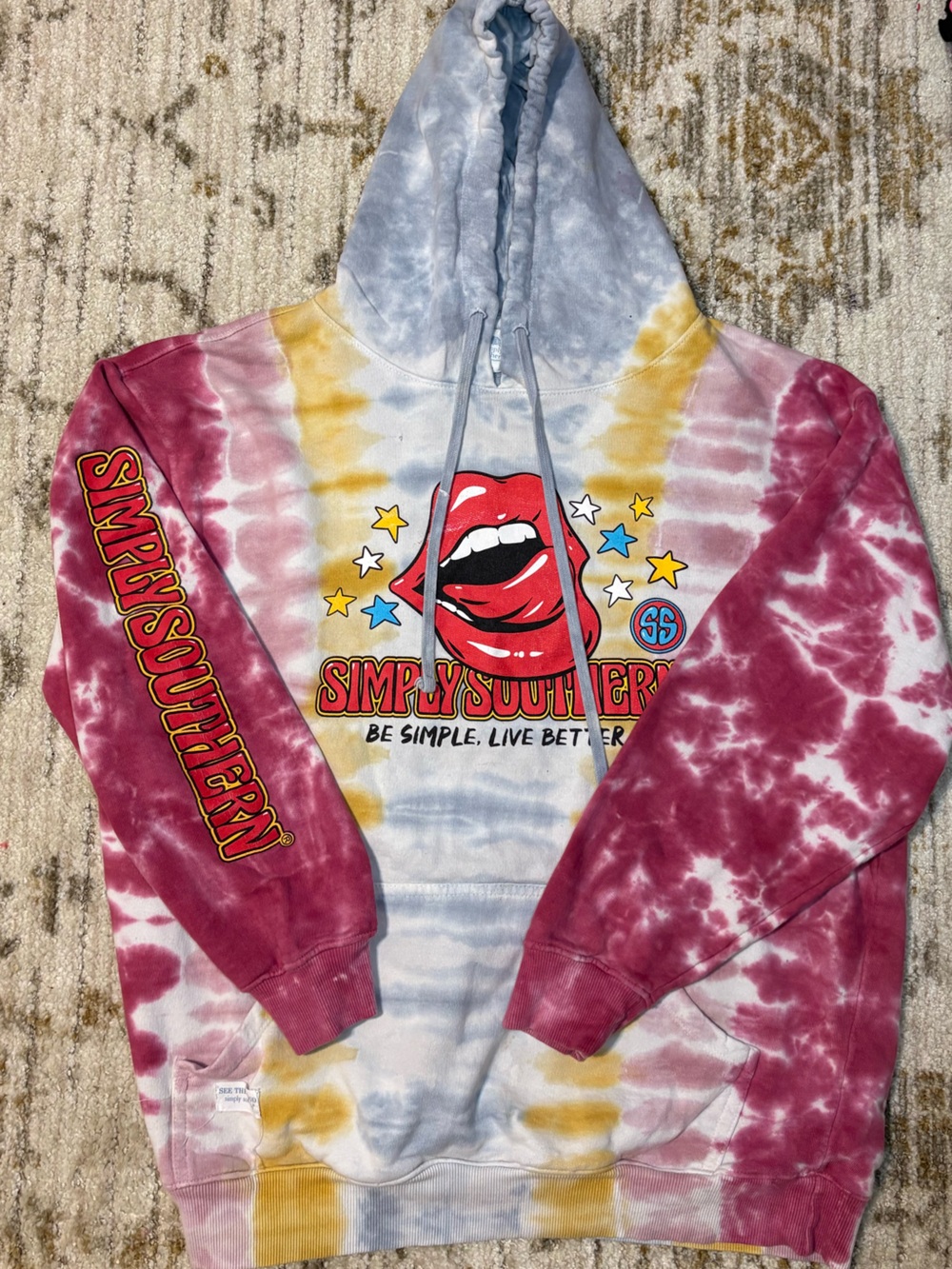 Simply Southern Tie-Dye Hoodie - Red, Yellow, Blue